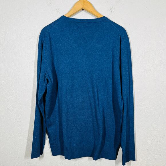 NEW! Alfani Light Knit V Neck Sweater Heather Blue Long Sleeve Casual Knit - L - Picture 4 of 4